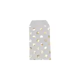 Pochettes cadeaux kraft blanc pois or 8 x 15 cm 50 g/m² - Paquet de 100