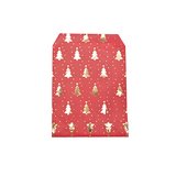 Pochettes cadeaux kraft rouge sapins or dorure à chaud 13 x 18 cm 50 g/m² - Spécial Noël - Paquet de 100