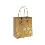 Sac cadeau kraft à pois dorés poignées torsadées 15x8x17 cm – Paquet de 20