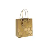 Sac cadeau kraft à pois dorés poignées torsadées 15x8x17 cm – Paquet de 20