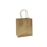 Sac cadeau kraft à chevrons dorés poignées torsadées 15x8x17 cm – Paquet de 20