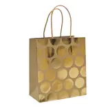 Sac cadeau kraft à pois dorés poignées torsadées 18x10x21 cm – Paquet de 20
