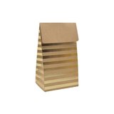 Pochette cadeau papier kraft à rabat motif rayures dorées 8x4,5x11 cm – Sachet cadeau - Paquet de 20