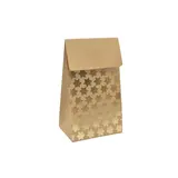 Pochette cadeau papier kraft à rabat motif étoiles dorées 8x4,5x11 cm – Sachet cadeau - Paquet de 20