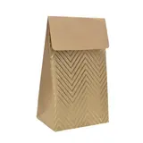 Pochette cadeau papier kraft à rabat motif chevrons dorés 9,5x6,5x16,2 cm – Sachet cadeau - Paquet de 20