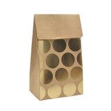 Pochette cadeau papier kraft à rabat motif pois dorés 9,5x6,5x16,2 cm – Sachet cadeau - Paquet de 20