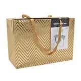 Boîte cadeau carton à poignées et chevrons or 23x11x16 cm - Valisette carton – Lot de 10