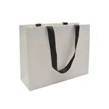 Sacs pelliculés blancs à poignées ruban noires – 38 x 12 x 28 cm – Paquet de 10