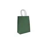 Sacs kraft vert foncé poignées torsadées 16+8x22 cm – Paquet de 100