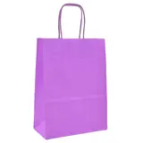 Sac kraft rose-violet poignées torsadées assorties 35+14x42,5 cm – Paquet de 50