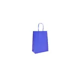 Sacs kraft bleu roi poignées torsadées assorties 12+6x15 cm – Paquet de 100