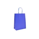 Sacs kraft bleu roi poignées torsadées assorties 16+8x22 cm – Paquet de 100