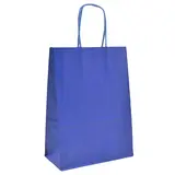 Sacs kraft bleu roi poignées torsadées assorties 35+14x42,5 cm – Paquet de 50
