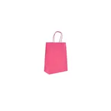 Sacs kraft rose foncé poignées torsadées 12+6x15 cm – Paquet de 100