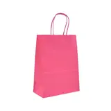Sacs kraft rose foncé poignées torsadées 26+12x33 cm – Paquet de 100