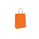 Sacs kraft orange poignées torsadées 16+8x22 cm 117g/m² – Paquet de 100