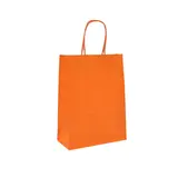 Sacs kraft orange poignées torsadées 26+12x33 cm 117g/m² – Paquet de 100