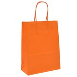Sacs kraft orange poignées torsadées 35+14x42,5 cm 117g/m² – Paquet de 50