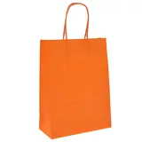 Sacs kraft orange poignées torsadées 35+14x42,5 cm 117g/m² – Paquet de 50