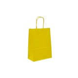 Sacs kraft jaunes poignées torsadées 16+8x22 cm 117g/m² – Paquet de 100