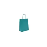 Sacs kraft bleu Wendy poignées torsadées assorties 12+6x15 cm – Paquet de 100