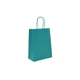 Sacs kraft bleu Wendy poignées torsadées assorties 16+8x22 cm – Paquet de 100