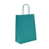 Sacs kraft bleu Wendy poignées torsadées assorties 26+12x33 cm – Paquet de 100