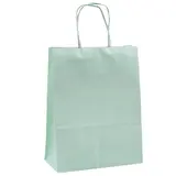 Sacs kraft vert pastel poignées torsadées 35+14x42,5 cm 117g/m² – Paquet de 50