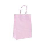 Sacs kraft rose pastel poignées torsadées 26+12x33 cm 117g/m² – Paquet de 100