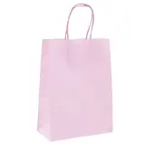 Sacs kraft rose pastel poignées torsadées 35+14x42,5 cm 117g/m² – Paquet de 50