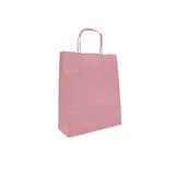 Sac kraft rose poudré poignées torsadées 24 x 12 x 31 cm 100g/m² – Sac papier rose - Carton de 100