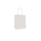 Sacs kraft blanc poignées torsadées 12x6x15 cm - Paquet de 100