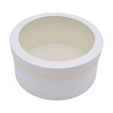 Boîtes rondes blanches liseré or fenêtre 20,4x10cm – Paquet de 2