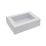 Boîte aimantée blanche liseré or couvercle à fenêtre 30,6+23x8 cm 1200g/m² – Paquet de 5