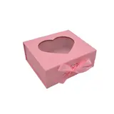 Boites cadeaux carton roses avec fenêtre cœur et ruban 20x18,2x8cm – Paquet de 5