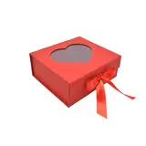 Boites cadeaux carton rouges avec fenêtre cœur et ruban 20x18,2x8cm – Paquet de 5