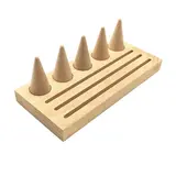 Plateau de présentation pour bagues bois 5 cônes + 3 rangées 22 x 10 x 7,7 cm