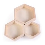 Lot de 3 présentoirs à bijoux bois en alvéoles