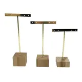 Présentoirs boucles d’oreilles bois et métal or – Lot de 3 tailles