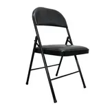 Chaise pliante métal noir rembourrée 46,5 x 47,5 x 79 cm – Chaise pliable réception - Chaise pliante professionnelle