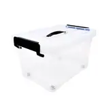Bac de rangement translucide à roulettes 27L avec couvercle clipsable – 44x33x26,5cm
