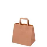 Sac papier kraft brun poignées plates 26 x 17 x 25 cm - Sac traiteur - Lot de 50