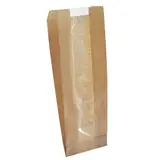 Sac sandwich papier kraft brun ingraissable avec fenêtre 11 x 5 x 31 cm - Sachet sandwich - Lot de 1000