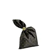 Pochette cadeau métallisée noire pois or Amore 15 x 25 cm - Sachet cadeau noir/or - Lot de 50