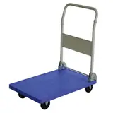 Chariot plateforme 70 x 45 x 88 cm roues pleines 150kg - Chariot de manutention - Blanc / Bleu