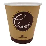 Gobelet boisson chaude 18 cl / 6oz ø 7,5 x 8 cm - Gobelet carton - Gobelet café - Brun / Blanc / Noir - Lot de 50