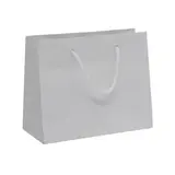 Sac pelliculé blanc mat poignées cordelette 13,7 x 6,2 x 11 cm 157g – Paquet de 20