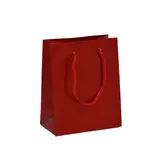 Sac pelliculé rouge framboise poignées cordelette 11 x 6,2 x 13,7 cm 157g – Paquet de 20