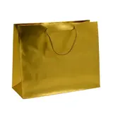 Sac pelliculé à poignées cordelettes or mat - 32,5 + 12,5 x 26 cm