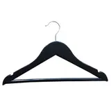 Cintre bois noir avec barre et encoches 32 cm - Cintre bébé - Cintre enfant - Lot de 6